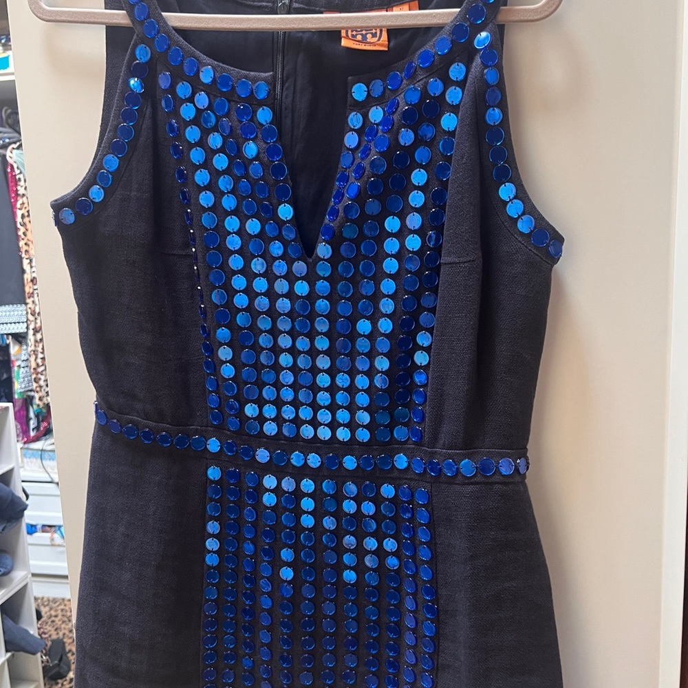 Tory Burch - Elegant Navy blue and Blue mirror sequin tunic Size 12